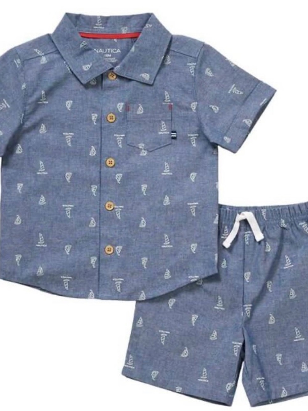 Nautica Boys Blue Short-Sleeve Sailboat Shorts Set